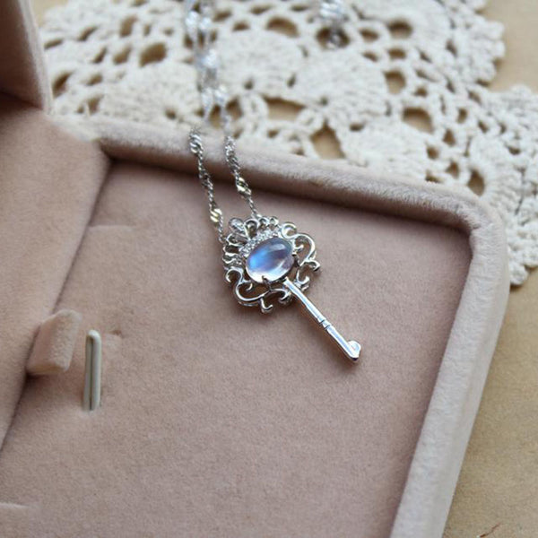Moonstone Pendant Necklace Silver Handmade June Birthstone Gemstone Jewelry Women beautiful