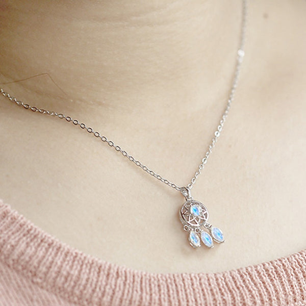 Moonstone Pendant Necklace Silver Handmade June Birthstone Gemstone Jewelry Women beautiful