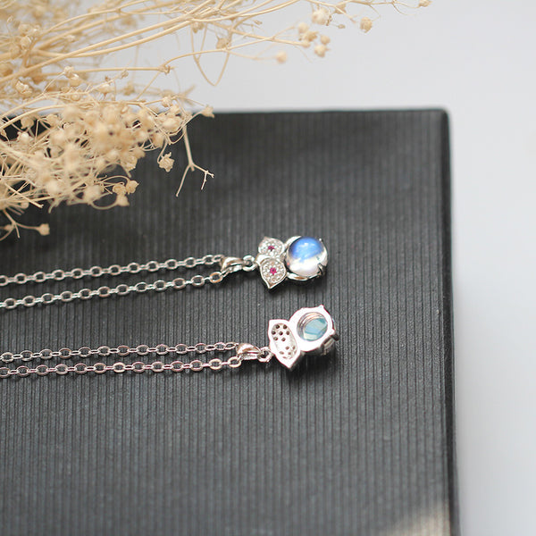 Moonstone Pendant Necklace Silver Handmade June Birthstone Gemstone Jewelry Women chic