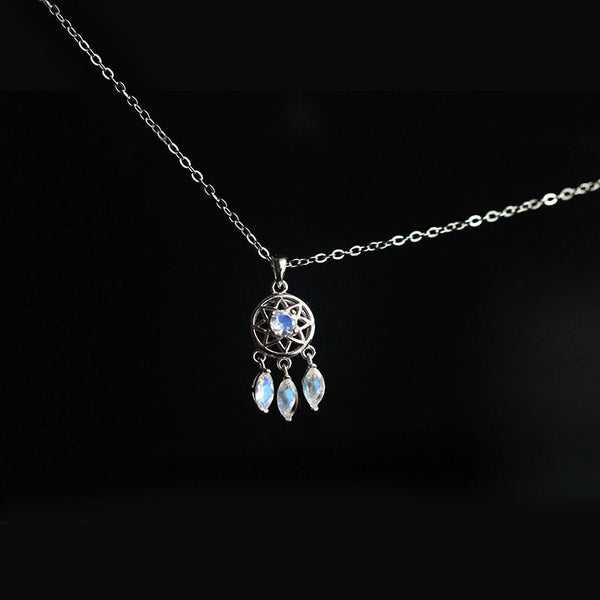 Moonstone Pendant Necklace Silver Handmade June Birthstone Gemstone Jewelry Women cute
