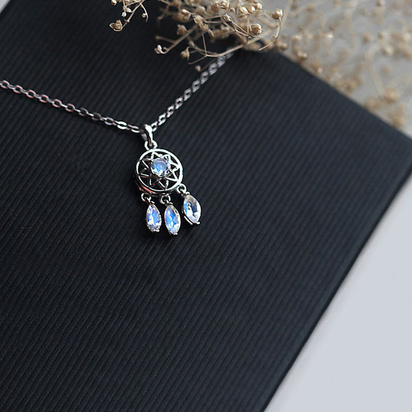 Moonstone Pendant Necklace Silver Handmade June Birthstone Gemstone Jewelry Women elegant