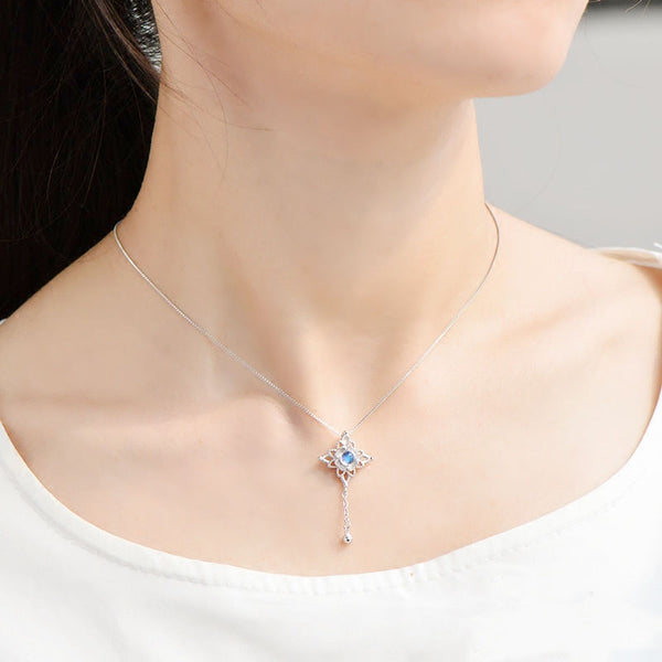Moonstone Pendant Necklace Silver Jewelry Women Accessories