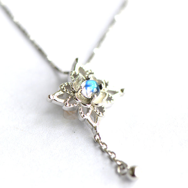 Moonstone Pendant Necklace Silver Jewelry Women gift for girlfriend