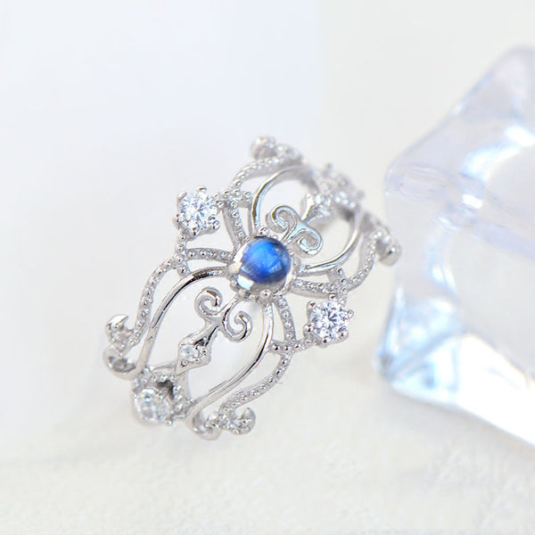 Moonstone Ring Gold Plated Silver engagement Ring June Birthstone Women chic