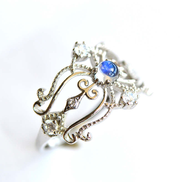 Moonstone Ring Gold Plated Silver engagement Ring June Birthstone Women elegant