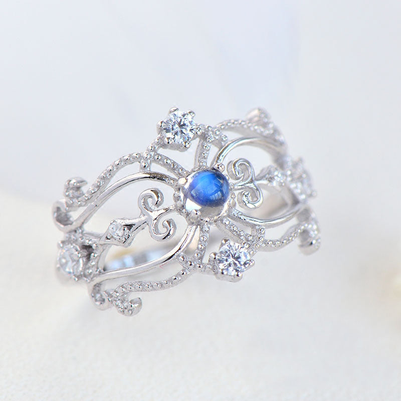 Moonstone Ring Gold Plated Silver engagement Ring June Birthstone Women adorable