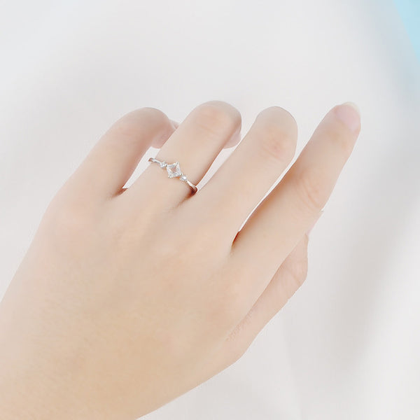 Moonstone Ring White Gold Plated Silver Engage proposal PROMISS Ring Women