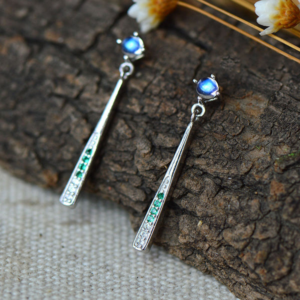 Moonstone Stud Dangle Earrings June Birthstone Jewelry Sterling Silver Accessories Women adorable