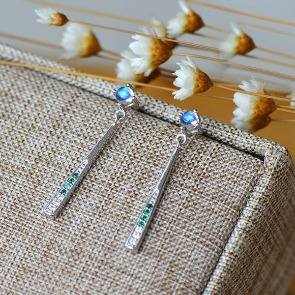 Moonstone Stud Dangle Earrings June Birthstone Jewelry Sterling Silver Accessories Women beautiful