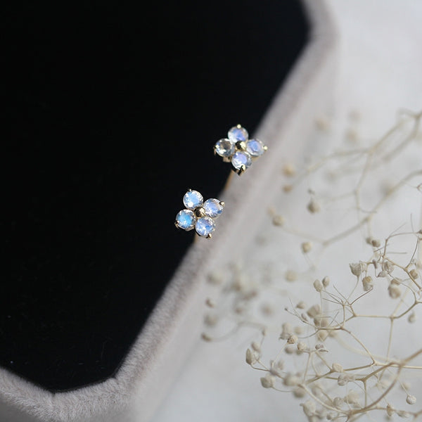 Quality Moonstone in 18K Gold Stud Earrings Jewelry Accessories Gift June Birthstone for Women
