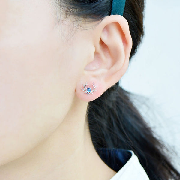 Moonstone Stud Earrings Gold Silver Jewelry Accessories Women cute