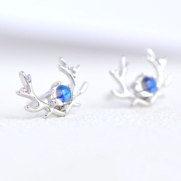 Moonstone Stud Earrings Gold Silver Jewelry Accessories Women june birthstone