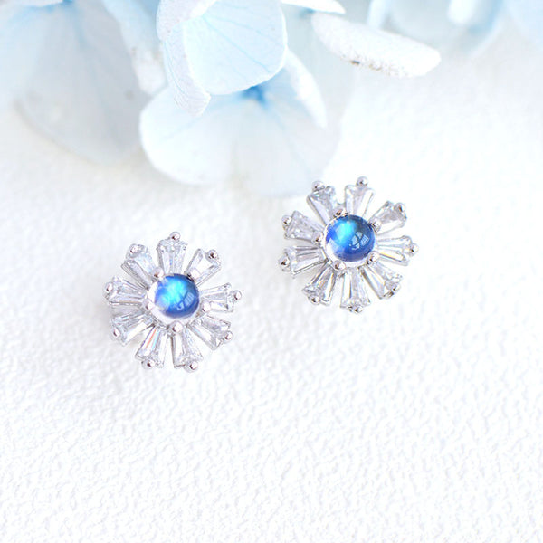 Moonstone Stud Earrings Gold Sterling Silver Jewelry Accessories Women beautiful