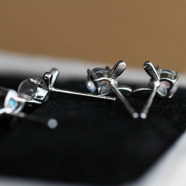 Moonstone Stud Earrings Gold Sterling Silver Jewelry Accessories Women chic