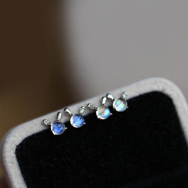 Moonstone Stud Earrings Gold Sterling Silver Jewelry Accessories Women cute