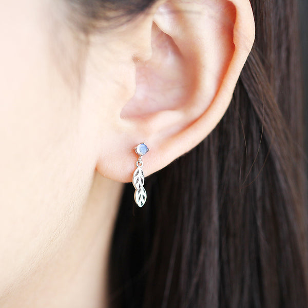 Moonstone Stud Earrings Gold Sterling Silver Jewelry Accessories Women cute