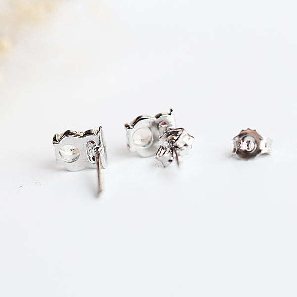 Moonstone Stud Earrings Gold Sterling Silver Jewelry Accessories Women cute