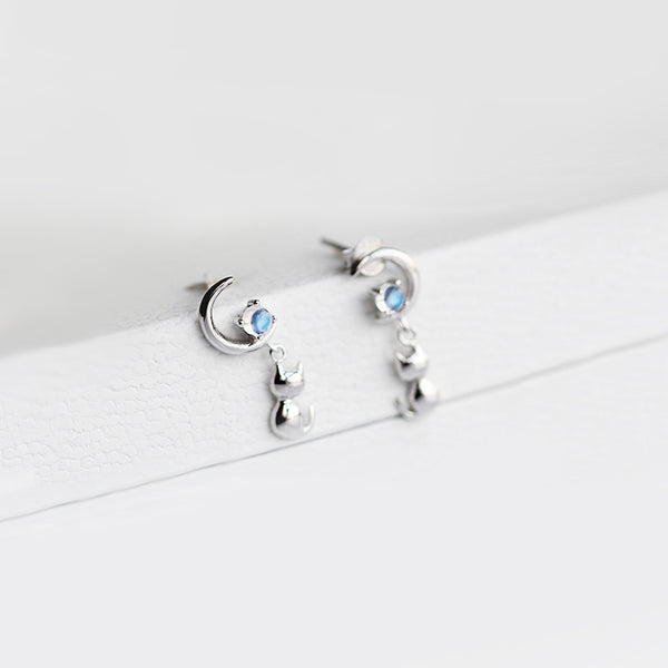 Moonstone Stud Earrings Gold Sterling Silver Jewelry Accessories Women elegant