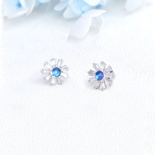 Moonstone Stud Earrings Gold Sterling Silver Jewelry Accessories Women chic
