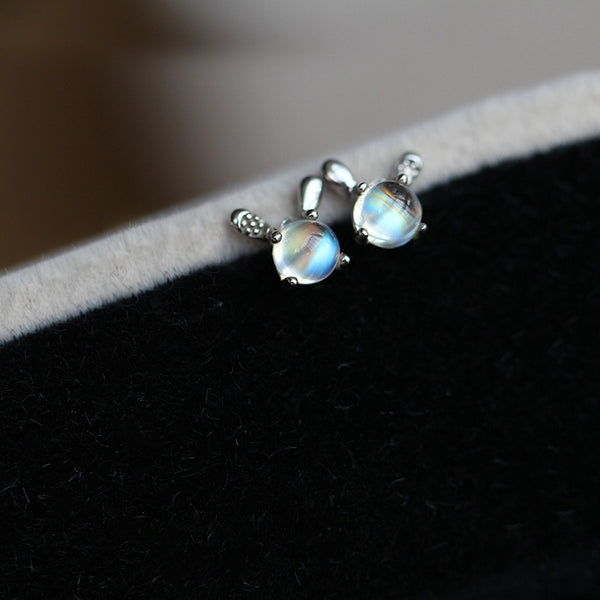 Moonstone Stud Earrings Gold Sterling Silver Jewelry Accessories Women elegant