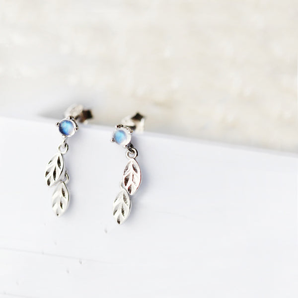Moonstone Stud Earrings Gold Sterling Silver Jewelry Accessories Women fashionable