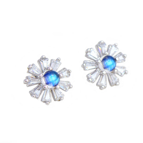 Moonstone Stud Earrings Gold Sterling Silver Jewelry Accessories Women fashionable
