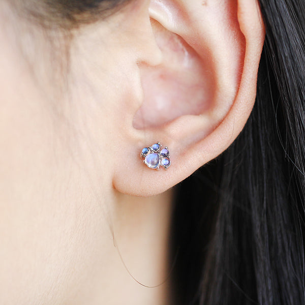 Moonstone Stud Earrings Gold Sterling Silver Jewelry Accessories Women
