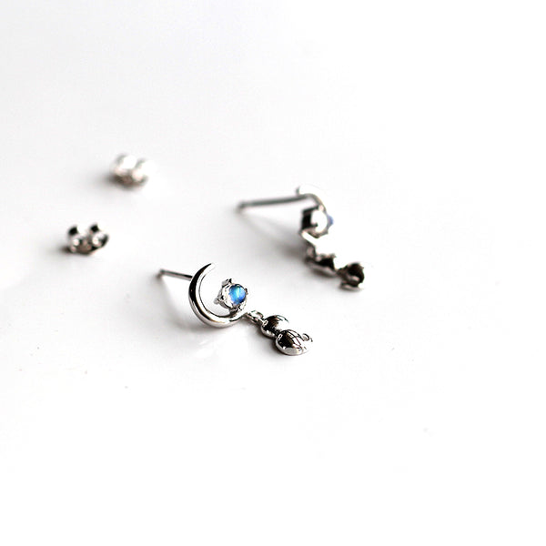 Moonstone Stud Earrings Gold Sterling Silver Jewelry Accessories Women