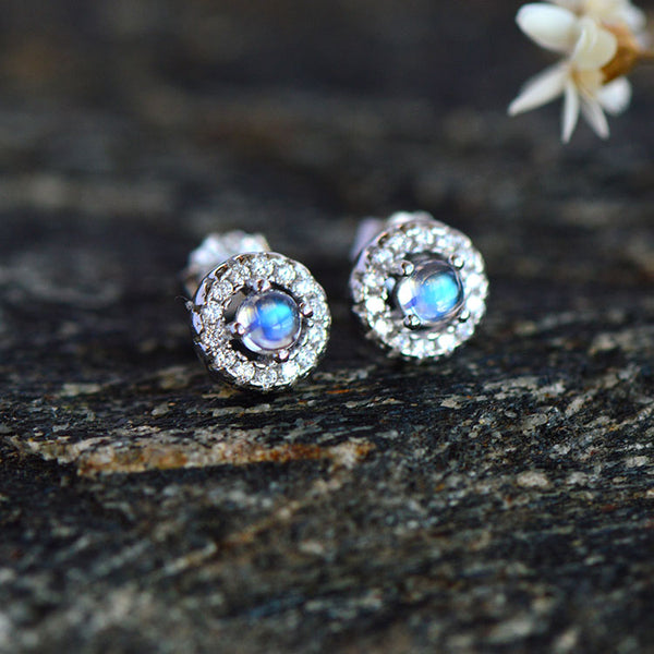 Moonstone Stud Earrings Gold Sterling Silver June Birthstone Jewelry Accessories Women adorable