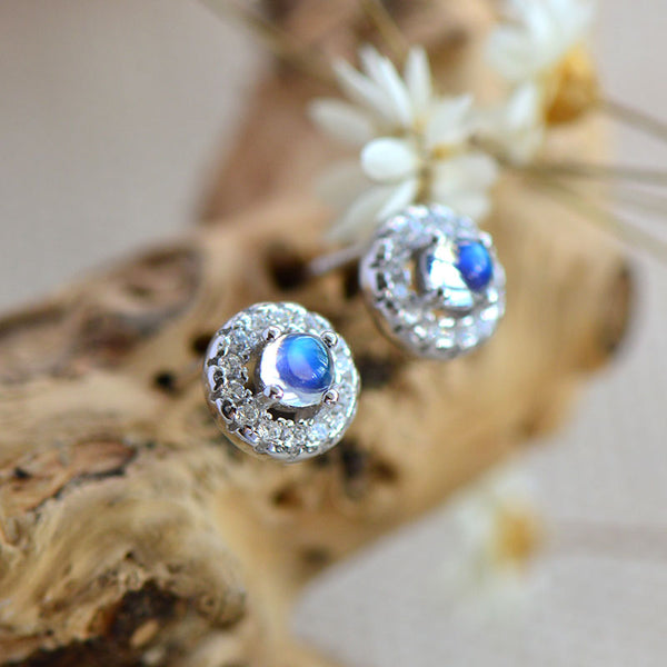 Moonstone Stud Earrings Gold Sterling Silver June Birthstone Jewelry Accessories Women beautiful