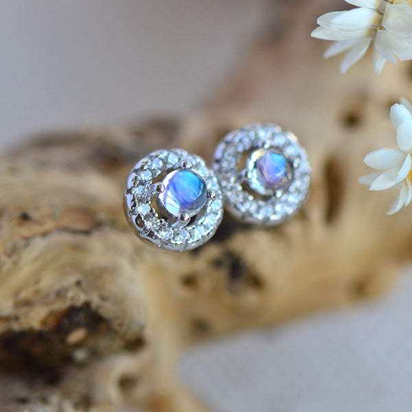 Moonstone Stud Earrings Gold Sterling Silver June Birthstone Jewelry Accessories Women beautiful
