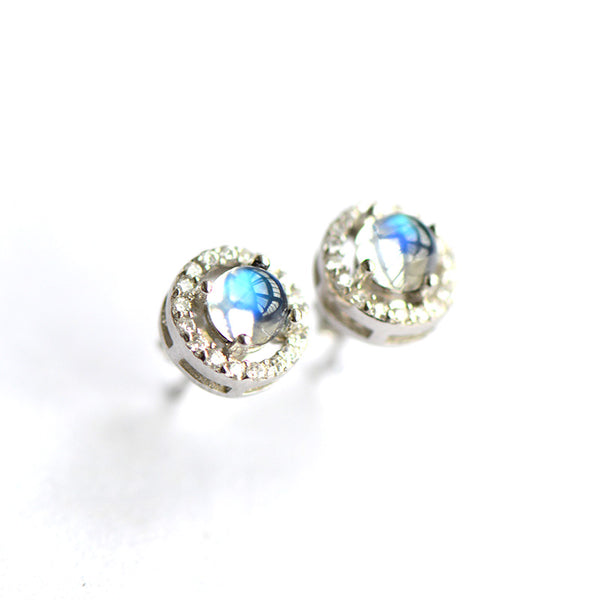 Moonstone Stud Earrings Gold Sterling Silver June Birthstone Jewelry Accessories Women cute