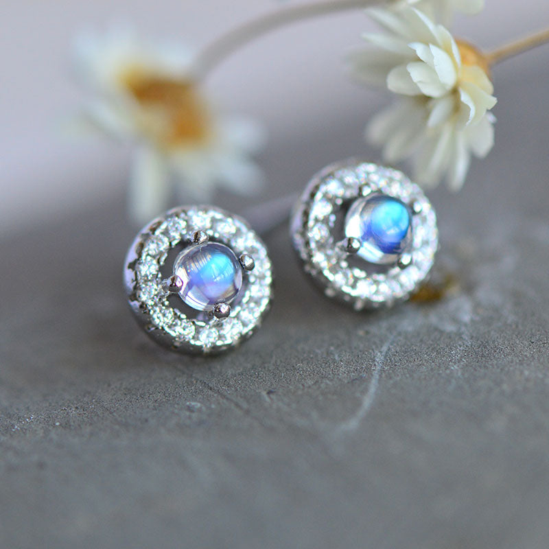 Moonstone Stud Earrings Gold Sterling Silver June Birthstone Jewelry Accessories Women