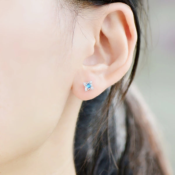 Moonstone Stud Earrings June Birthstone Jewelry Sterling Silver Accessories Women beautiful