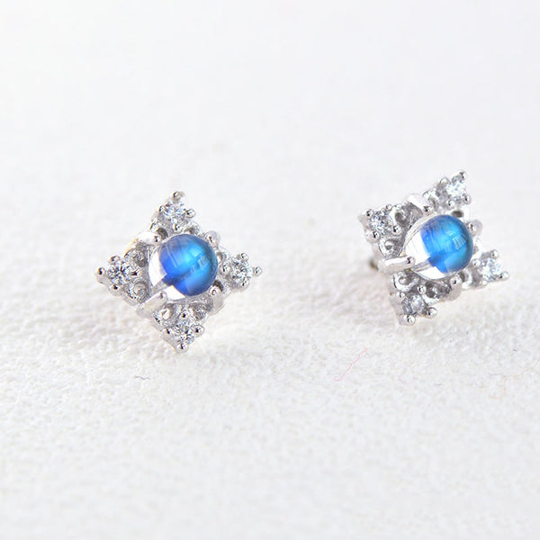 Moonstone Stud Earrings June Birthstone Jewelry Sterling Silver Accessories Women chic