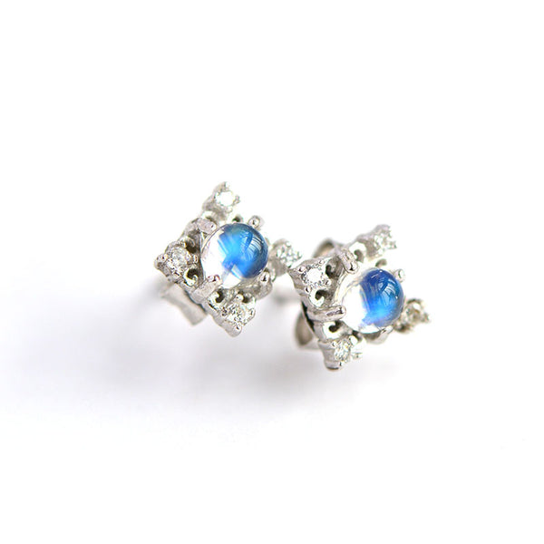 Moonstone Stud Earrings June Birthstone Jewelry Sterling Silver Accessories Women cute
