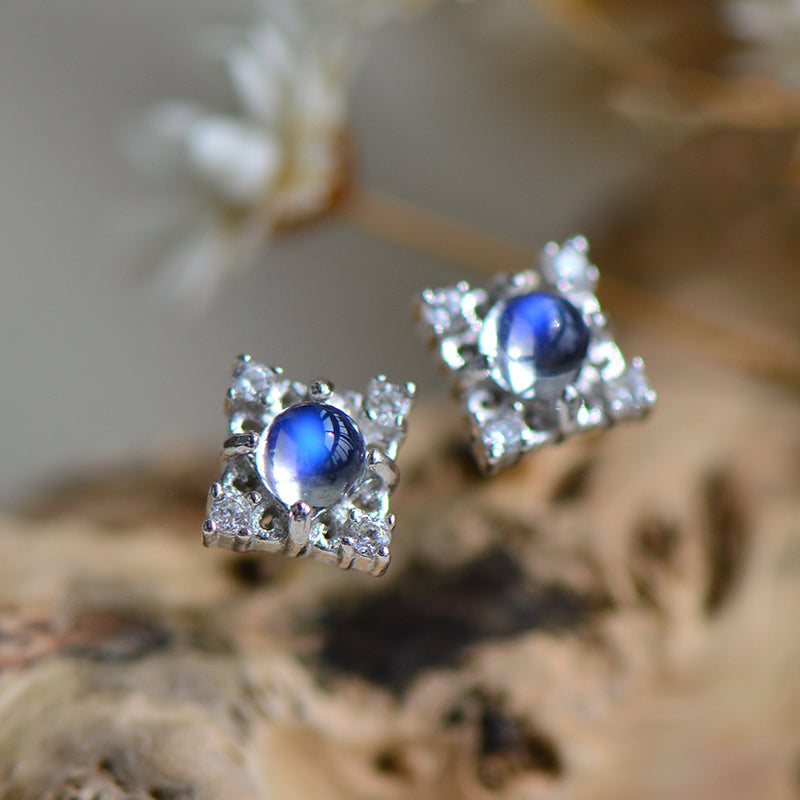 Moonstone Stud Earrings June Birthstone Jewelry Sterling Silver Accessories Women