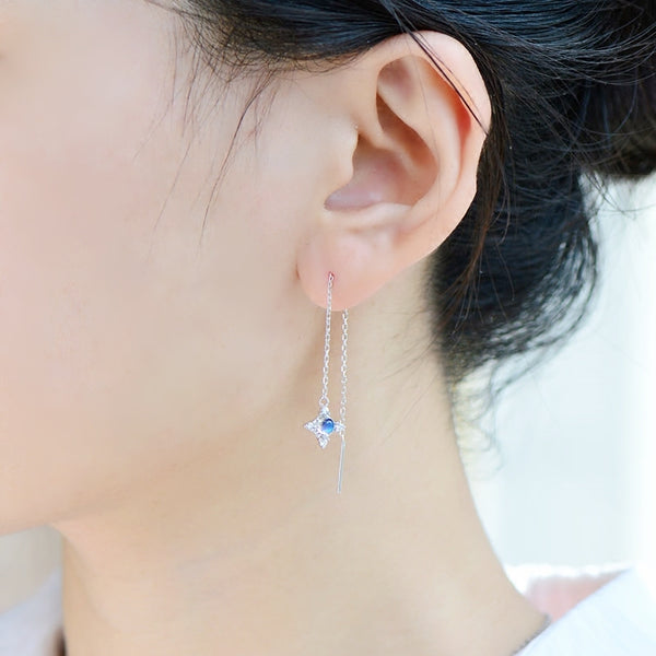 Moonstone Threader Earrings Gold Sterling Silver Jewelry Accessories Women adorable