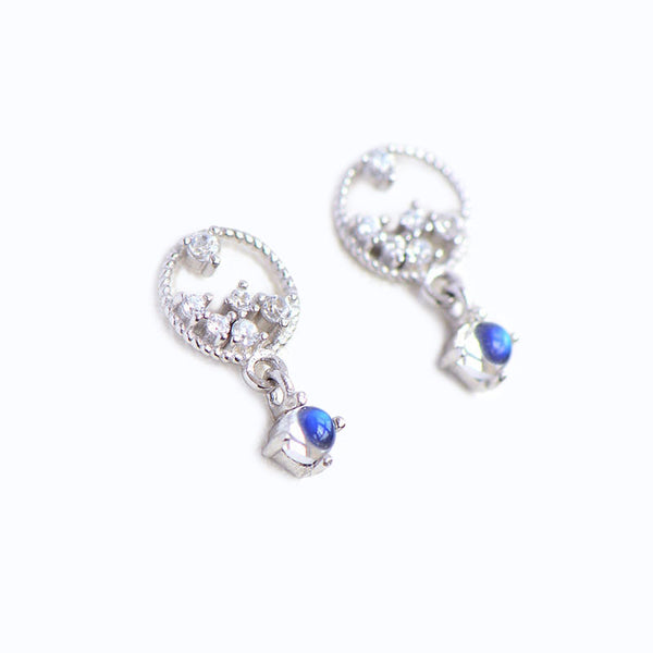 Moonstone Zircon Stud Earrings Gold Silver Jewelry Accessories Women june jewelry