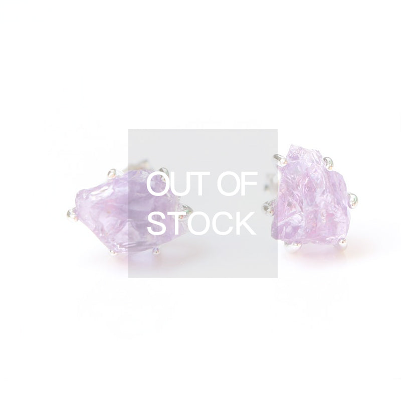 Natural Amethyst Stud Earrings in Sterling Silver Handmade Jewelry Accessories Women