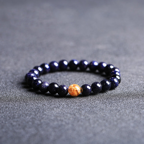 Obsidian Blue Sandstone Beaded Bracelets Handmade Gemstone Jewelry Accessories for Women Men