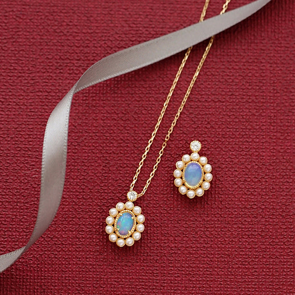 Opal Pearl Pendant Necklace Gold Sterling Silver Jewelry Accessories Women chic