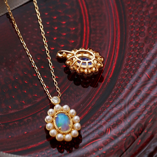 Opal Pearl Pendant Necklace Gold Sterling Silver Jewelry Accessories Women cute