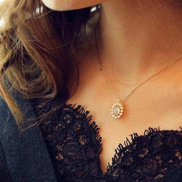 Opal Pearl Pendant Necklace Gold Sterling Silver Jewelry Accessories Women elegant