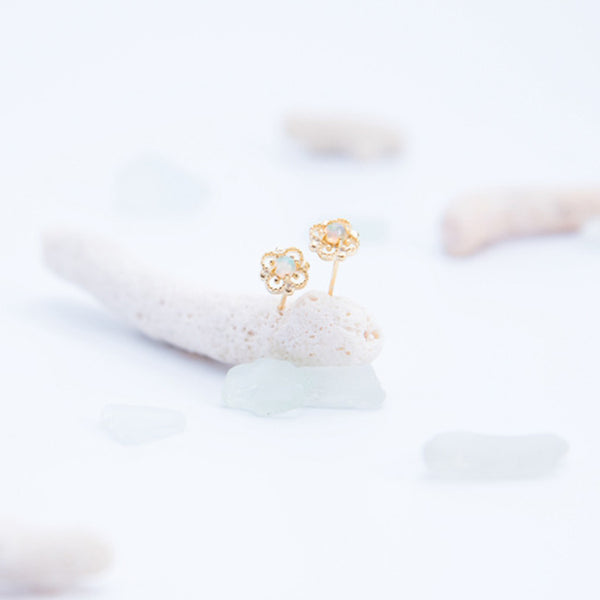 Opal Stud Earrings Gold Silver October Birthstone Handmade Jewelry Women gemstone