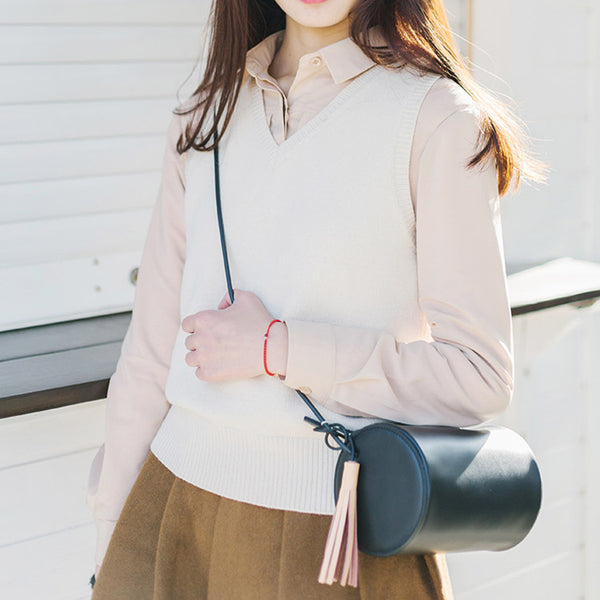 Original Womens Black Leather Crossbody Bags Leather Shoulder Bag chic