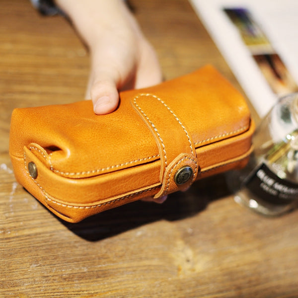 Original Womens Brown Leather Wallets Doctor Bag Clutch Wallet for Women Accessories