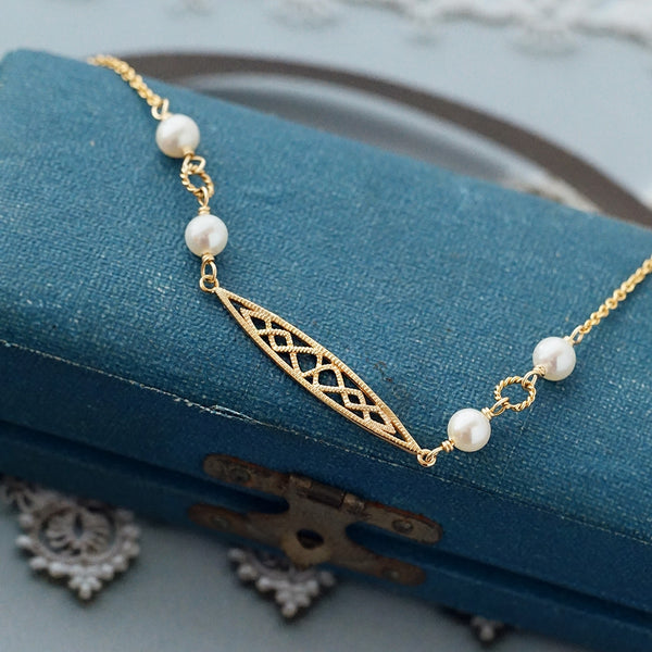 Pearl Bracelet Gold Sterling Silver Vintage Jewelry Accessories Women adorable