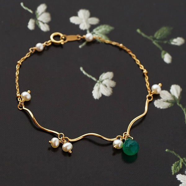 Pearl Chalcedony Bracelet Gold Silver handmade Jewelry Accessories Women
