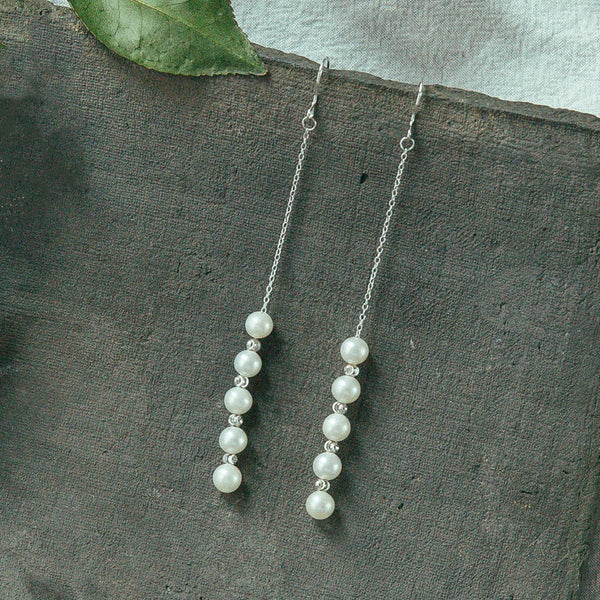 Pearl Dangle Earrings Silver Jewelry Accessories Gifts Women gemstone